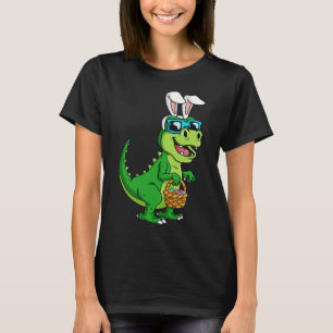 Camiseta T Rex Coelho da Páscoa Com Ovos Cesta Diversão Din
