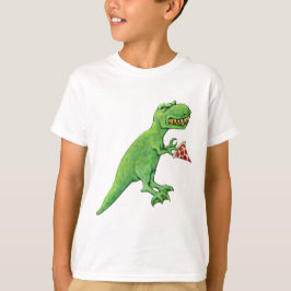 Camiseta T-Rex com pizza
