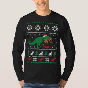 Camiseta T Rex Comendo Reindeer Engraçada Dinossauro Natal