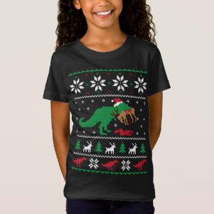 Camiseta T Rex Comendo Reindeer Engraçada Dinossauro Natal