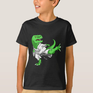 Camiseta T-rex de karatê aluno de dinossauro professor de k