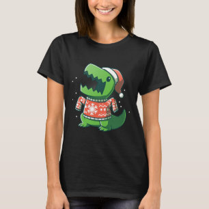 Camiseta T-rex de natal Dinossauro Feio Saurus