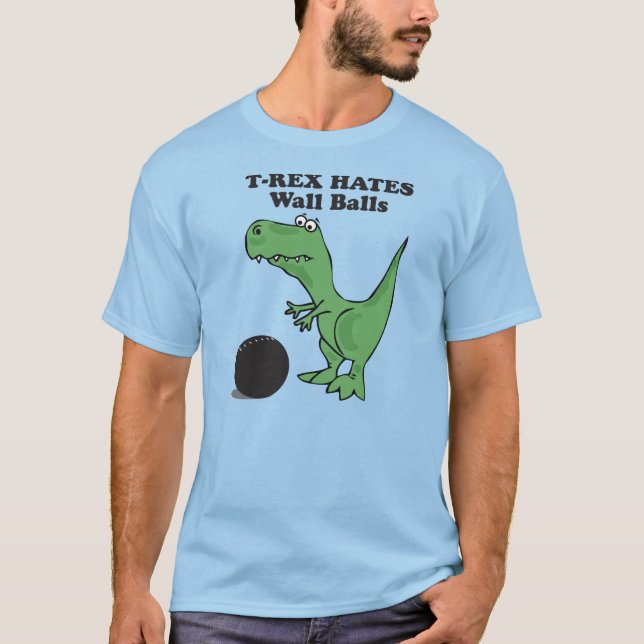 Camiseta T-rex deia a bola da parede (Frente)