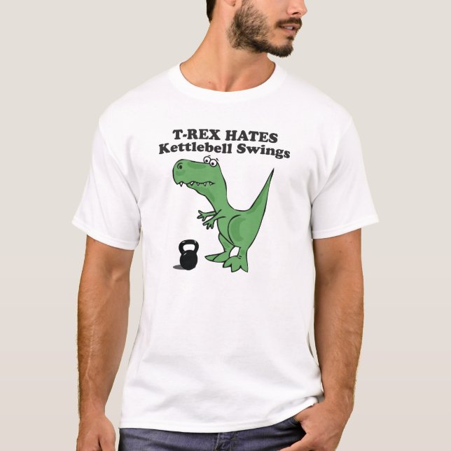 Camiseta T-Rex deia balanços de Kettlebell (Frente)