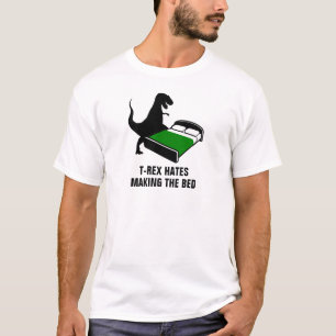 Camiseta T-Rex deia fazer a cama