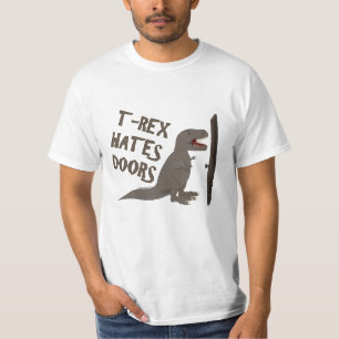 Camiseta T-Rex deia o dinossauro engraçado das portas