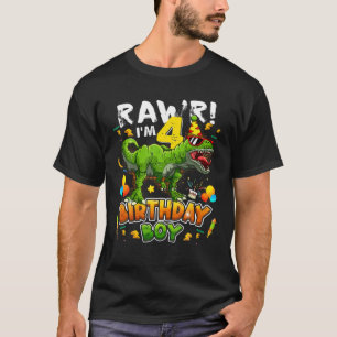 Camiseta T Rex Dino Rawr Im 4 Dinossauro 4º Aniversário B