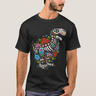 Camiseta T Rex Dino Sugar Skull México Calavera