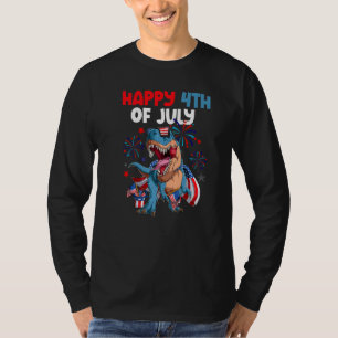 Camiseta T Rex Dinosaur 4 De Julho Crianças Meninos Amerisa