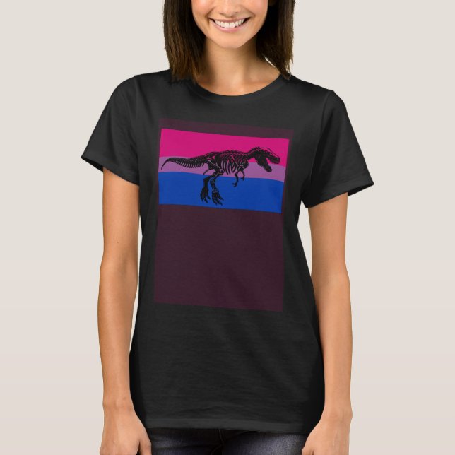 Camiseta T Rex Dinosaur Bisexual Pride Flag Paleontologist (Frente)