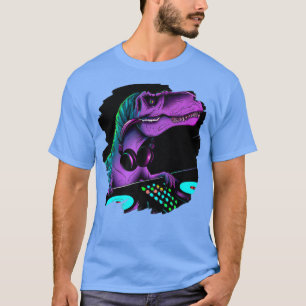 Camiseta T Rex Dinosaur Dj Record Techno Music Tyrannosauru