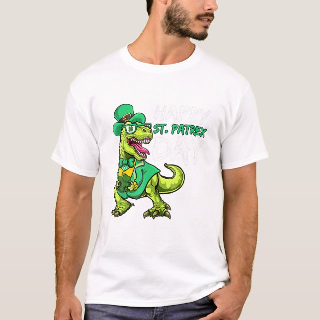 Camiseta T Rex Dinosaur , Garotos Do Dia De Patrick Da Rua (Frente)