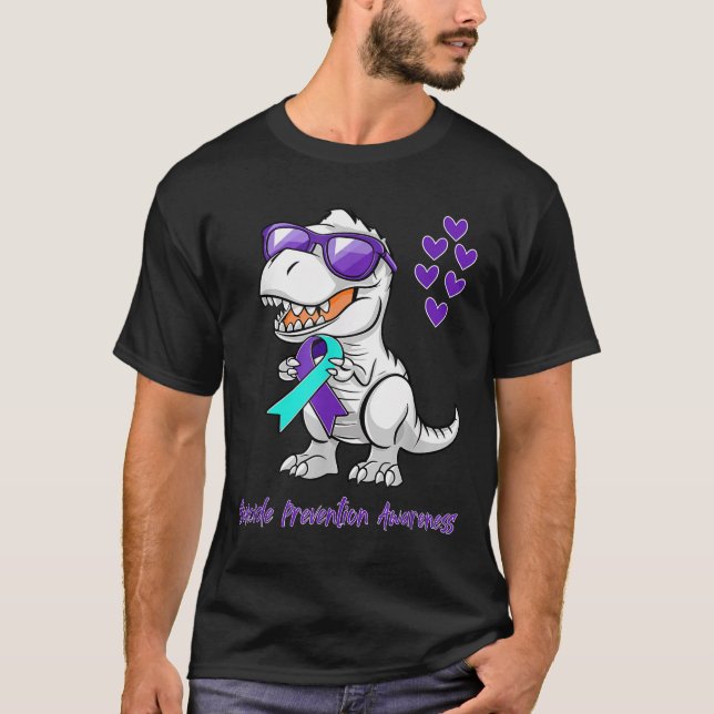 Camiseta T-rex Dinosaur Suicide Prevention Awareness Day Di (Frente)