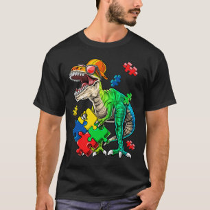 Camiseta T Rex Dinossaur Autismo Atenção Quebra-cabeça Piec