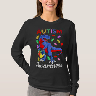 Camiseta T Rex Dinossaur Autismo Quebra-cabeça de Consciênc