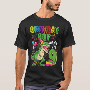 Camiseta T Rex Dinossaur Birthday Boy Rawr Im 9 Anos 9