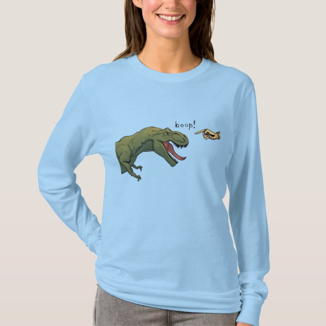 Camiseta T-Rex Dinossaur Boop mulheres no topo (Frente)