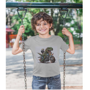 Camiseta T Rex Dinossaur em Moto