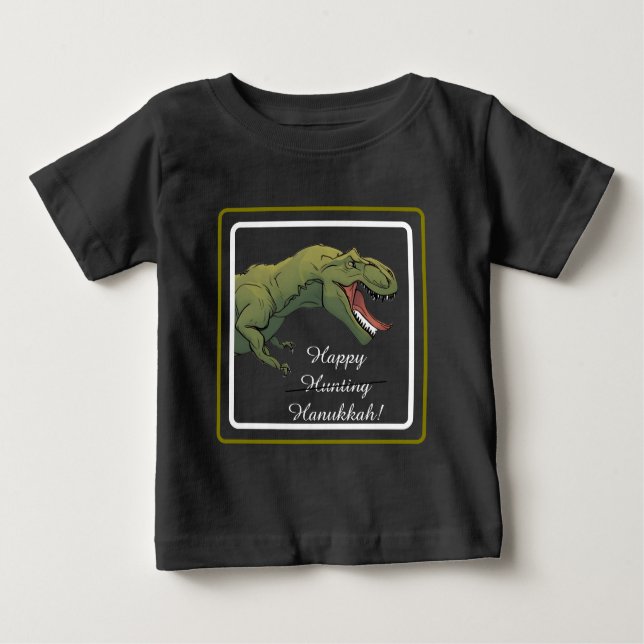 Camiseta T-Rex Dinossaur Hanukkah Unisex Bebê (Frente)