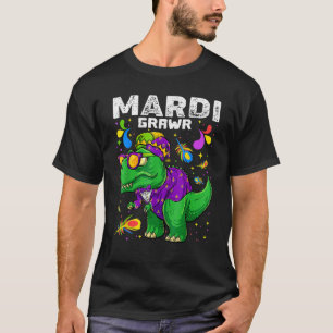 Camiseta T Rex Dinossaur Mardi Gras Bead Costume Mardi Graw