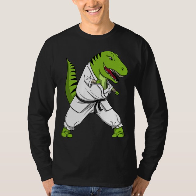 Camiseta T-Rex Dinossaur Ninja Artes Marciais Karate (Frente)