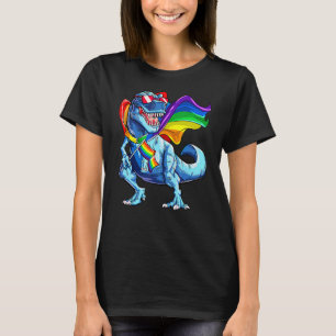 Camiseta T Rex Dinossaur Rainbow Flag Lgbt Lésbica Orgulho