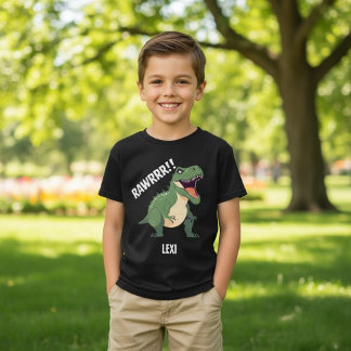 Camiseta T-Rex Dinossaur Tyrannosaurus Rex Nome Personaliza
