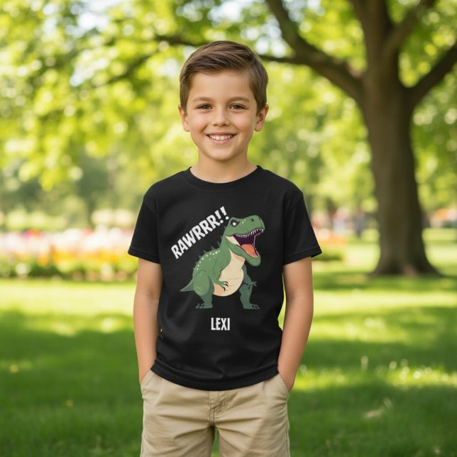 Camiseta T-Rex Dinossaur Tyrannosaurus Rex Nome Personaliza (Criador carregado)