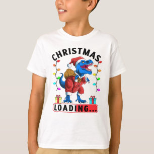 Camiseta T Rex Dinossauro Azul Natal Carregando