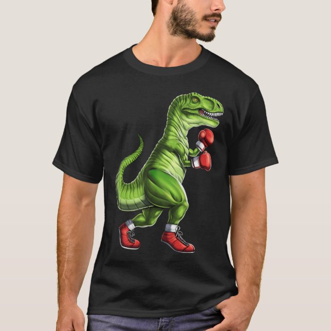 Camiseta T-Rex Dinossauro Boxeando (Frente)