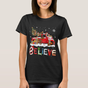 Camiseta T-rex Dinossauro Caminhão Vermelho Feliz Natal X-