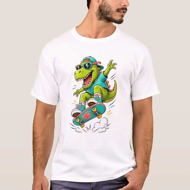 Camiseta T-Rex Dinossauro de Skate Legal (Frente)