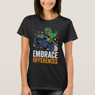 Camiseta T-Rex Dinossauro do Autismo Divertido Andando de C