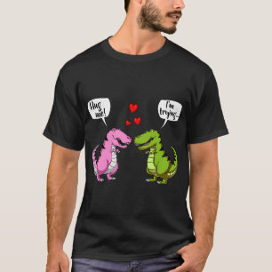 Camiseta T-Rex Dinossauro Me Abraça Casal Fofo