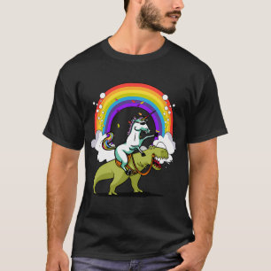 Camiseta T-Rex Dinossauro Montando Unicórnio