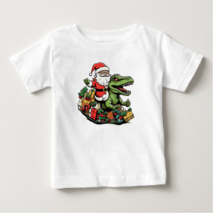 Camiseta T-Rex Dinossauro Natal   Feriado Festivo Engraçado