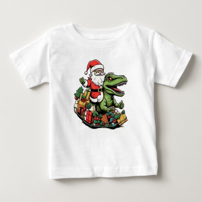 Camiseta T-Rex Dinossauro Natal | Feriado Festivo Engraçado (Frente)