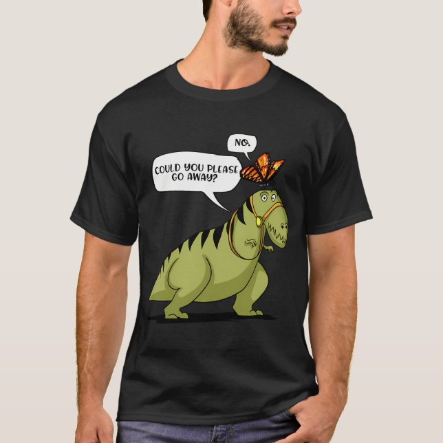 Camiseta T-Rex Dinossauro Odeia Borboleta (Frente)