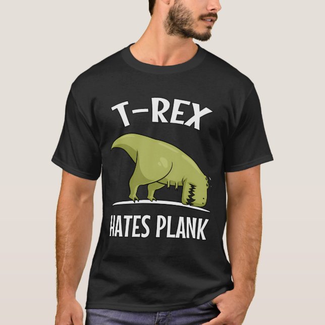 Camiseta T-Rex Dinossauro Odeia Prancha (Frente)