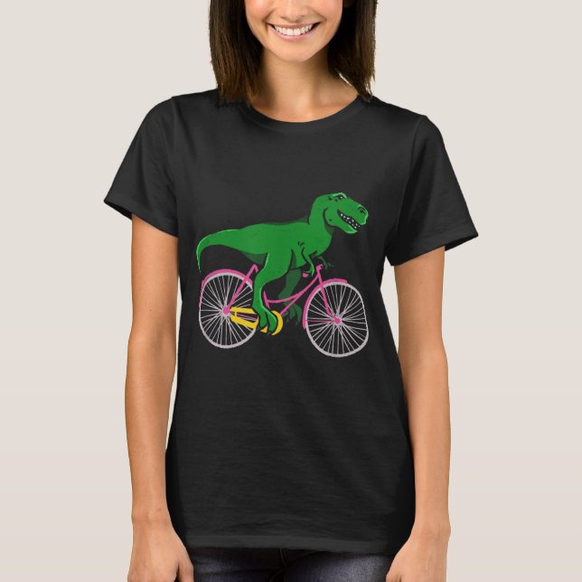 Camiseta T-Rex Dirigindo Uma Bicicleta - Bicicleta Engraçad (Frente)