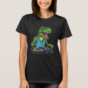 Camiseta T Rex DJ Party EDM Dance Club Dino Disk Jockey Din