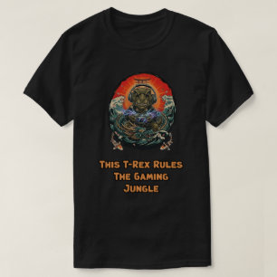 Camiseta T-Rex Domina Selva de Jogos Lenda do Jogo