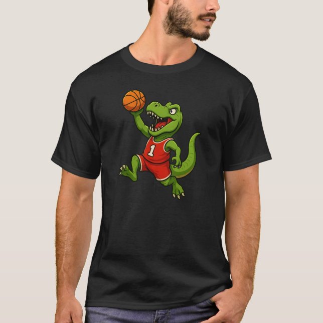 Camiseta T-Rex Dunk: O Dinossauro do Basquete (Frente)