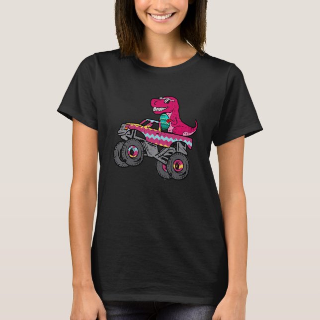 Camiseta T Rex Easter Bunny Dinosaur Boys Monster Truck Kid (Frente)