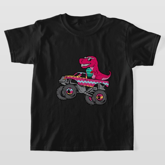 Camiseta T Rex Easter Bunny Engraçado Dinossauro Boys Baske (Postura )