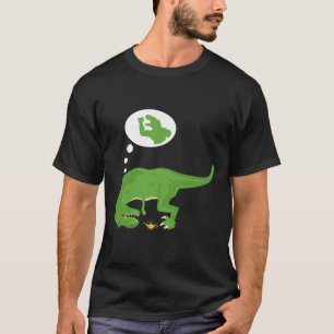 Camiseta T-rex engraçado, Lâmpada do Gênio, Braços Curtos, 