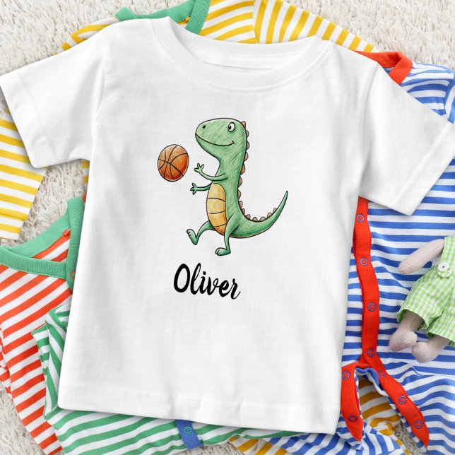 Camiseta T-Rex Fofo Jogando Basquete (Criador carregado)