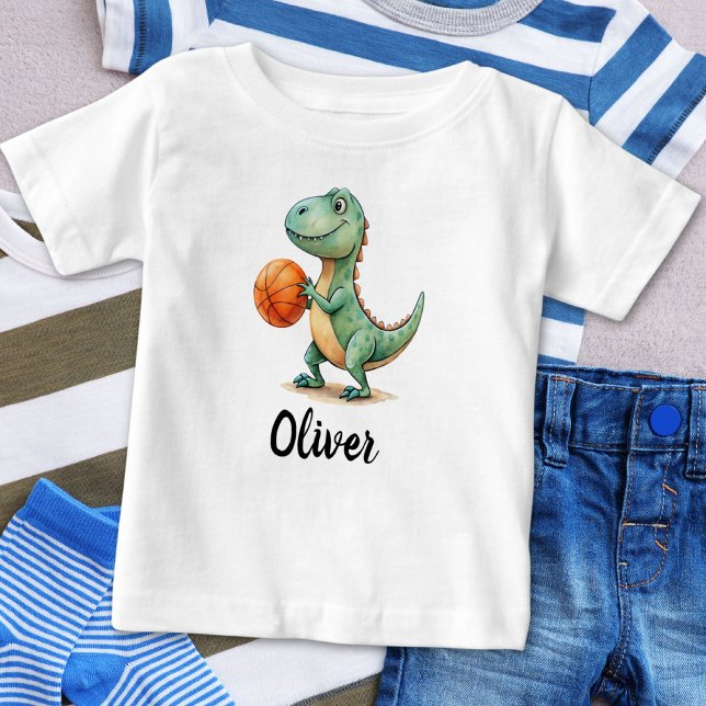 Camiseta T Rex Fofo Jogando Basquete Personalizado (Criador carregado)