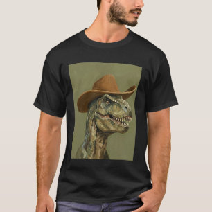 Camiseta T Rex Fofo Vestindo um Chapéu de Cowboy