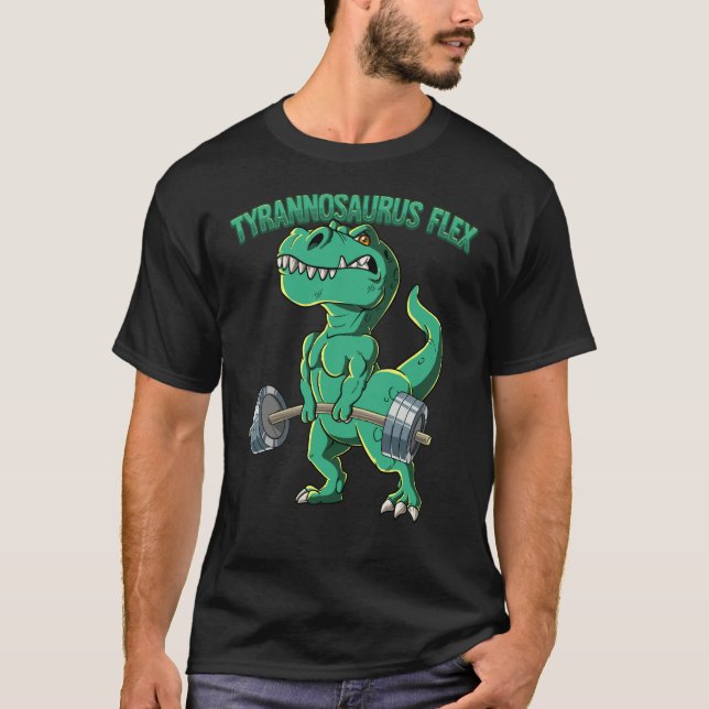 Camiseta T Rex Gym Bodybuilding Tyrannosaurus Flex (Frente)
